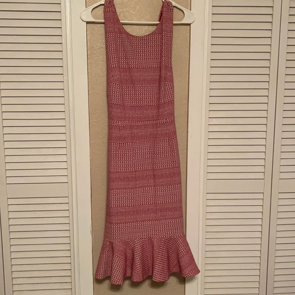 Banana Republic Women Red Jacquard Knit Cross Back Dress